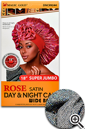 [MG99244] Rose Satin Day&Night Cap w/Wide Band(S.Jumbo/Black)#99244-dz