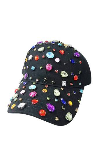 [SMA75101] SMA RINESTONE CAP 01-Black Rainbow