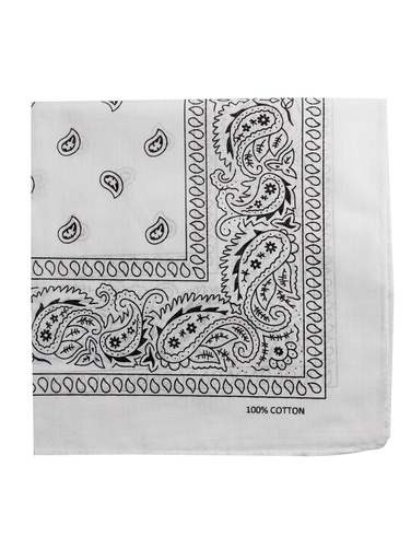 [MG91680] Bandanna 100% Cotton Paisley #91680 White -dz