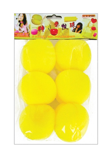 [MG92942] Sponge Hair Curler #2942 Yellow (6pcs/pk) -pk