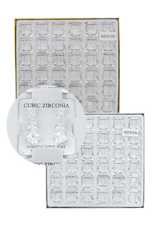 [MG75831] Stone Earring 36pc Gold&sliver #7583