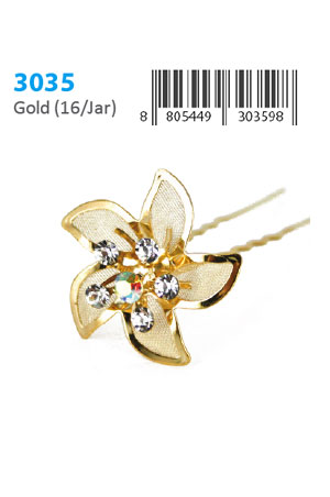 [MG30359] Stone Hair Pin (16/jar) #3035 Gold - jar