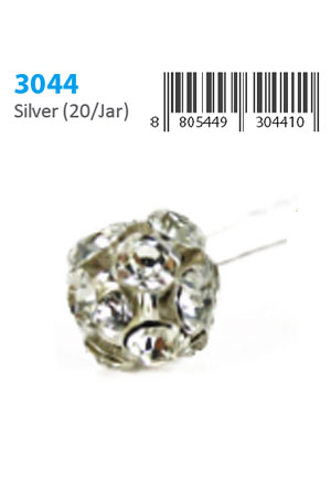 [MG30441] Stone Hair Pin (20/jar) #3044 Silver / Color - jar