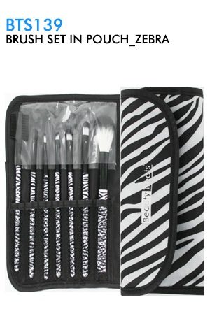 [BTS39018] Beauty Treats 7pc Brush Set in Pouch_Zebra [BTS139] #53 DISC