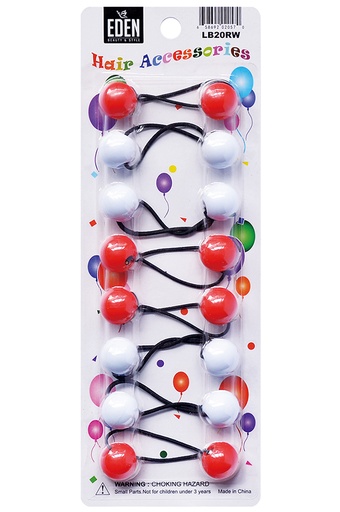 [LB20RW] Eden 20mm Hair Ball - Red & White #LB20RW-pk