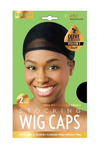 [DON22200] Donna Olive Oil+Vit E Stocking 2pcs Wig Caps #22200 Black-dz