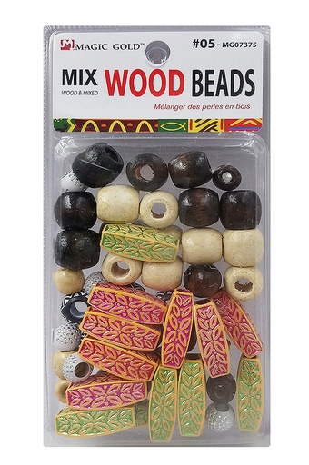 [MG07375] Magic Gold Mix Wood Beads #MG07375 - pc