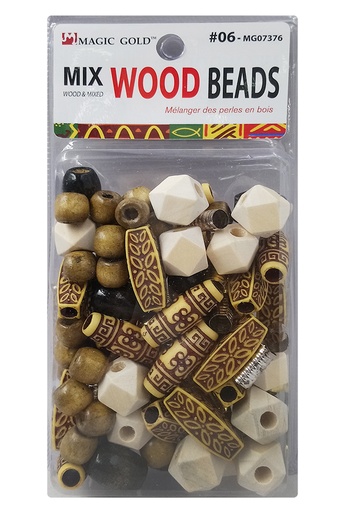 [MG07376] Magic Gold Mix Wood Beads #MG07376 - pc