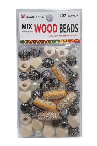 [MG07377] Magic Gold Mix Wood Beads #MG07377 - pc