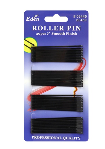 [EDN03440] Eden Roller Pin 40 pcs 3" #03440 Black -dz