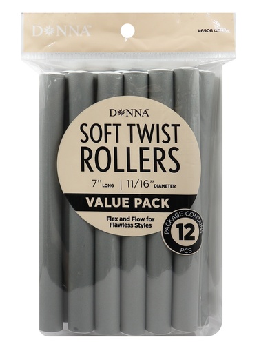 [DON06906] Donna Soft Twist Rollers 7" #6906 Gray -pc