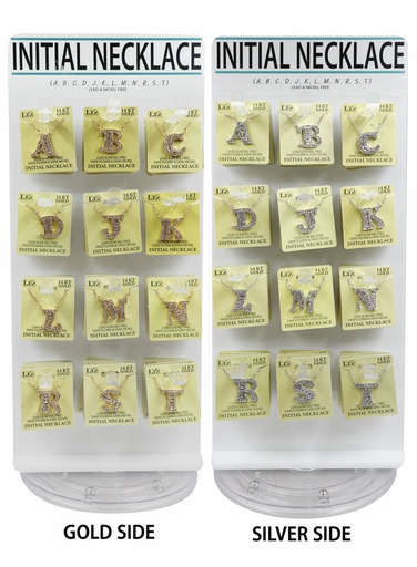 [MBM-AVD] LIZ Initial Necklace 14K Silver/Gold [96 pc/Display] #MBM-AVD