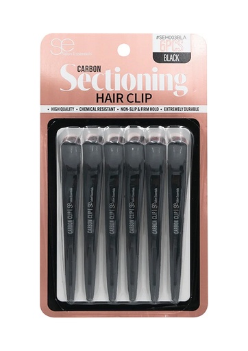 [MC47404] Magic Carbon Sectioning Hair Clip #SEH003BLA (6 pc/pk) -pk