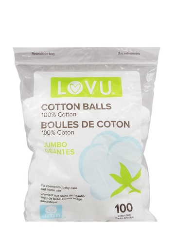 [LVU13488] LOVU Cotton Balls #Jumbo (100 Balls/bag) -pc