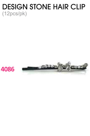 [MG94086] Design Stone Hair Clip : (12pcs /pk) #4086 -pk