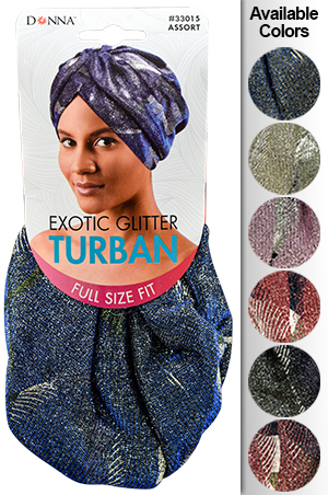 [DON33015] Donna Exotic Glitter Turban-Full size #33015 (Asst) -dz