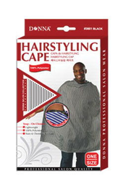 [DON03601] Donna HairStyling Cape Snap On Closure #3601Black/White