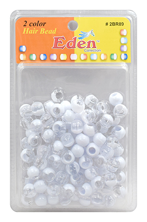 [EDN27892D] Eden 2Color XLG Blister LG Round Bead-Clear/White#2BR89CW-pk