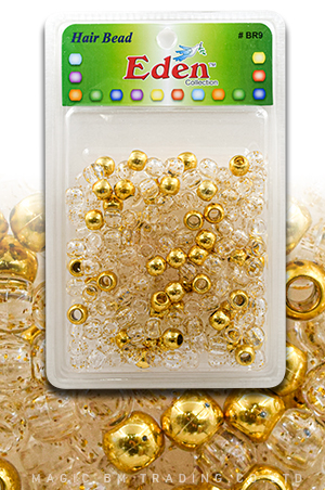 [BR9MGG] Eden XLG Blister Med Round Bead -Gold/Gold Glitter #BR9MGG -pk