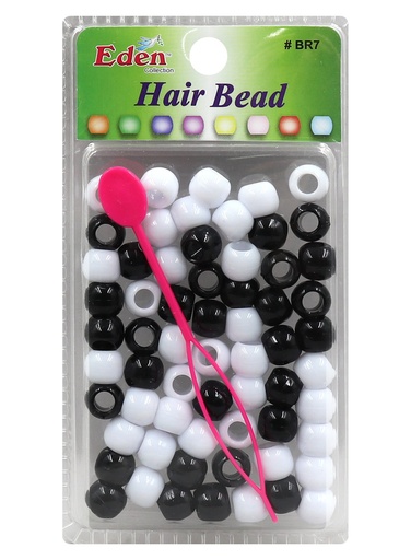 [EDN27701A] Eden Big Blister Round Bead -Black & White #BR7 -pk