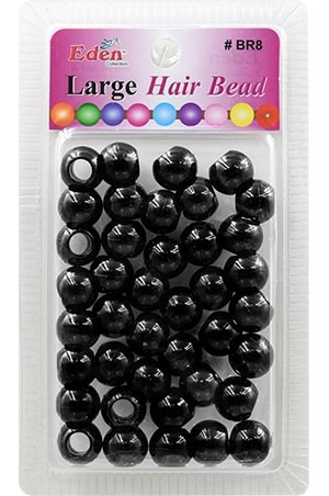 Eden LG Blister Round Bead-Black(32ea/pk) #BR8-BK -pk