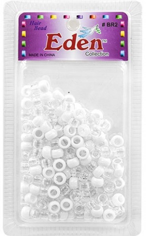 Eden SM Blister Round Bead-Clear/White #BR2-CW-pk