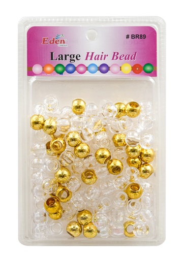 [EDN27890 C] Eden Large Blister Round Bead (Gold+Clear) #BR89MGC -pk
