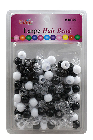Eden XLG Blister LG Round Bead-BK+CL+WHI #BR89-M3 -pk