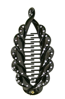 [MG91934] Fish Comb w/ Stone #1934 Black -dz